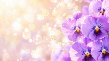 Delicate Purple Pansies with Soft Bokeh Background