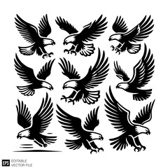 Obraz premium eagle illustration graphic design black and white vector clip art silhouette