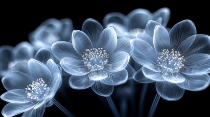 Obraz premium Transparent flower on a black background