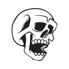 skull hand drawn outline illustration