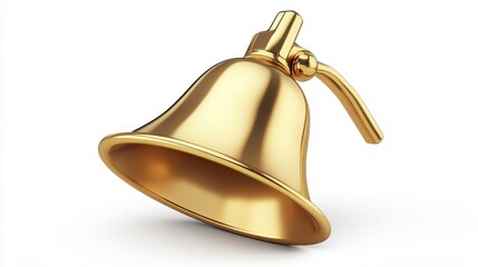 Golden Bell Icon on White Background, Representing Joy and Celebration - Stock Photo
