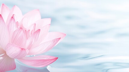 Pink Lotus Flower in Water with Copy Space