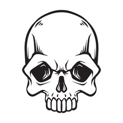 evil skull hand drawn llustration