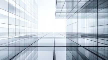 Obraz premium Glass facade of a building with abstract lines and patterns