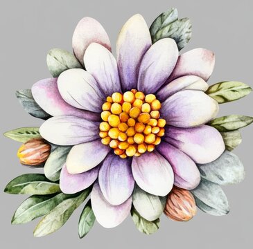 watercolor flower arrangement with yellow center clip art preview