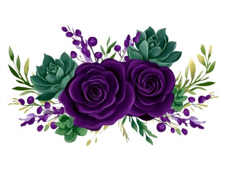 recommend clip art: Purple flowers clipart set in watercolor. Violet flower collection clipart