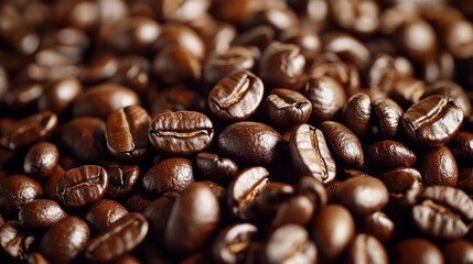 Naklejka premium Close-up of Roasted Coffee Beans