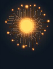 A vibrant sun graphic with circuitry, symbolizing energy, technology, and innovation in a digital world.