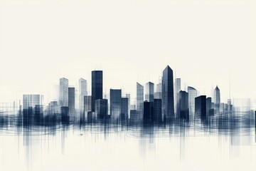 Abstract illustration of a city skyline made from lines, simple minimalist design