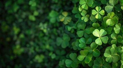 Green shamrock background with four-leaf clover