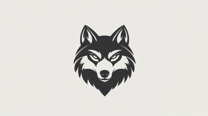 Wolf icon in gray on white background for logo or web design use