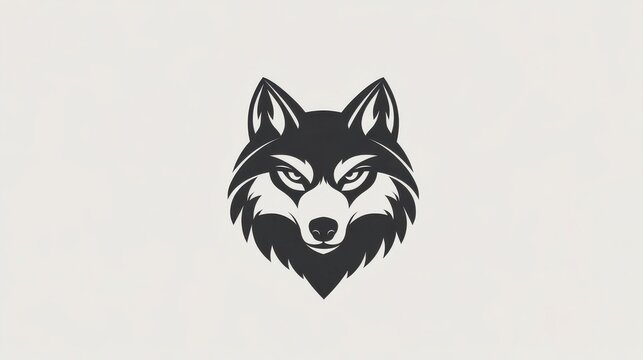 Wolf icon in gray on white background for logo or web design use