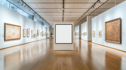 Fototapeta premium Empty Frame in Modern Art Gallery Interior