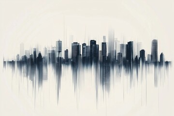 Fototapeta premium Abstract illustration of a city skyline made from lines, simple minimalist design