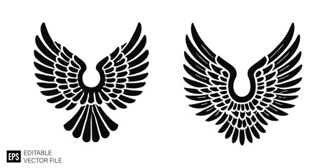 Fototapeta premium eagle wing set illustration graphic design black and white vector clip art silhouette