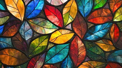 Colorful Stained Glass Leaves