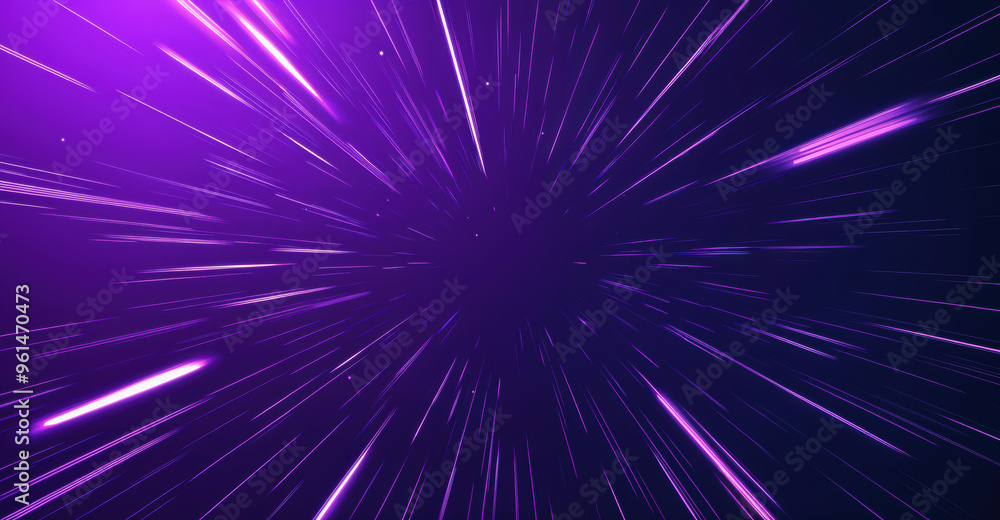 Poster Abstract background depicting fast motion through space with streaks of light and particles. High quality photo