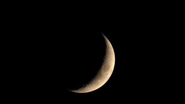 crescent moon close up shot.