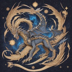 Obraz premium a dragon with a star on the top of it