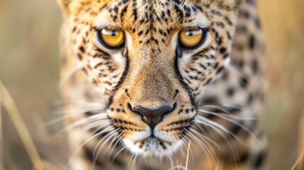 Fototapeta premium intense yellow eyes, framed by black tears and white stripes