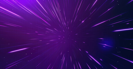 Abstract background with glowing purple streaks of light converging in the distance. High quality photo