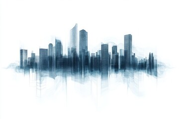 Obraz premium Abstract illustration of a city skyline made from lines, simple minimalist design