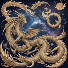 Fototapeta premium a dragon with a star behind it that says dragon .
