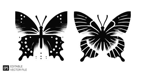 Obraz premium butterfly set illustration graphic design black and white vector clip art silhouette