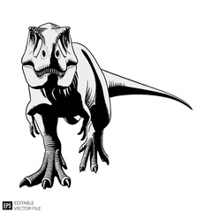 Fototapeta premium dinosour illustration graphic design black and white vector clip art silhouette