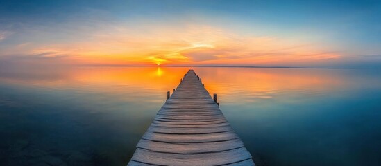Sunrise Over Wooden Pier with Tranquil Water