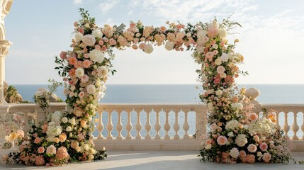 Floral Wedding Arch with Ocean View