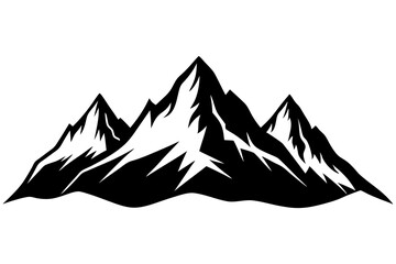 Vector set of isolated snowy mountains, mountain peak, hill top, iceberg, nature landscape. Camping landscape and hiking illustration. Outdoor travel, adventure, tourism, climbing design elements