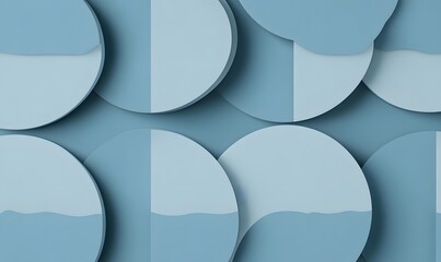 blue creative half circles minimal abstract pattern, Generative AI