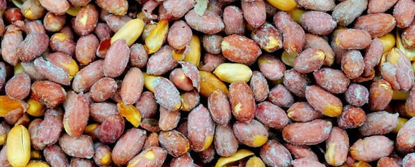 Close-Up Colorful Salted Peanut Texture Top View