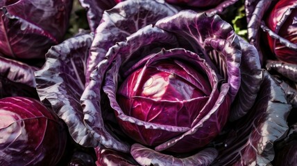 Vibrant purple red cabbage pile
