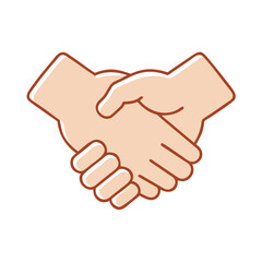 Colored Icon of a Handshake with Men's Hands