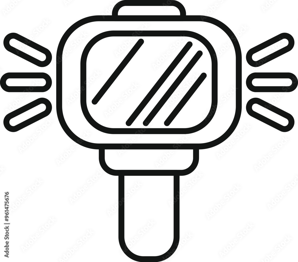 Poster simple flashlight icon in outline style, representing a light source for various purposes