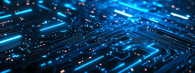 Futuristic Blue Circuit Board Design