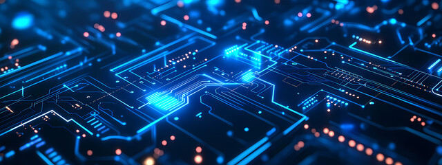 Obraz premium Futuristic Blue Circuit Board Design