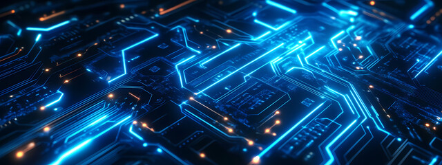 Futuristic Blue Circuit Board Design