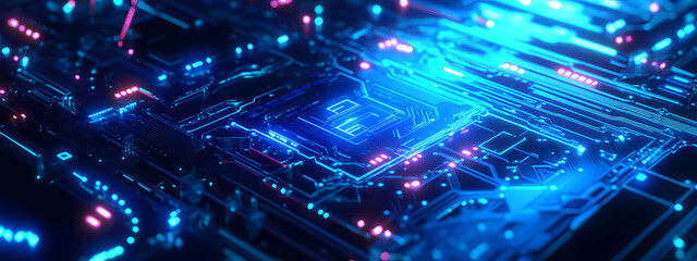Fototapeta premium Futuristic Blue Circuit Board Design