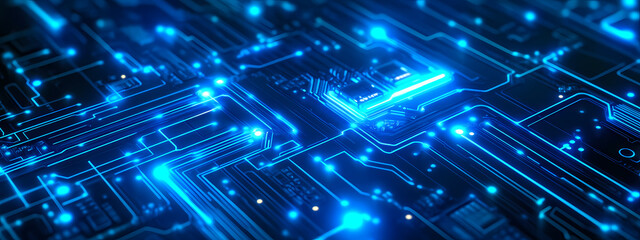 Fototapeta premium Futuristic Blue Circuit Board Design