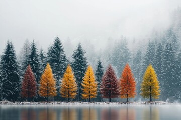 Minimalist design of colorful trees 