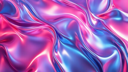 Obraz premium Metallic finish with dynamic waves of blue and purple for a modern wallpaper