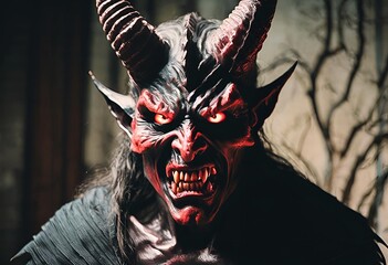 怒っている邪悪な魔物の顔