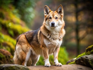 A sturdy canid with a wrinkled face and sagging jowls boasts a robust physique, strong legs, and a gentle nature ideal for companionship and leisurely strolls.