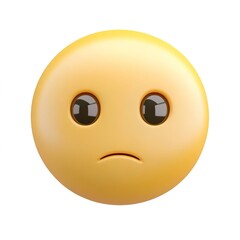 Fototapeta premium A simple emoji of an unimpressed face, yellow on a white background