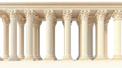 Obraz premium Classic White Marble Columns Architectural Detail Isolated on White Background