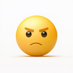 Fototapeta premium A simple emoji of an unimpressed face, yellow on a white background
