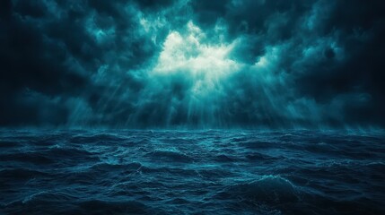 Dark Stormy Sea with Rays of Light